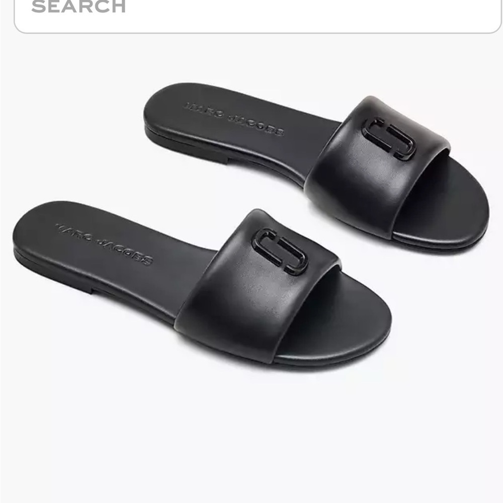Marc Jacobs Black Logo Slide Sandals